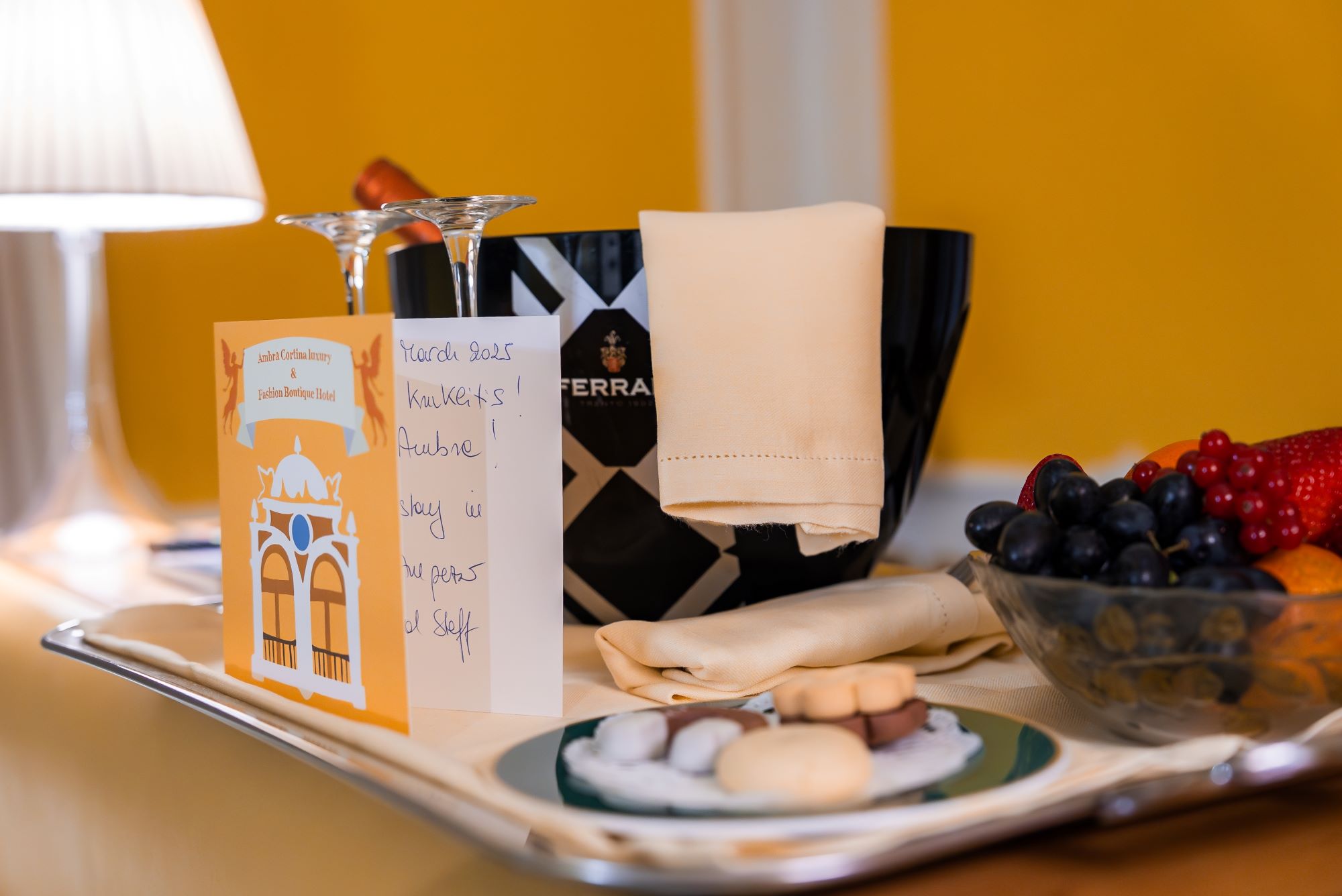 Welcome letter hotel room ADA Cosmetics